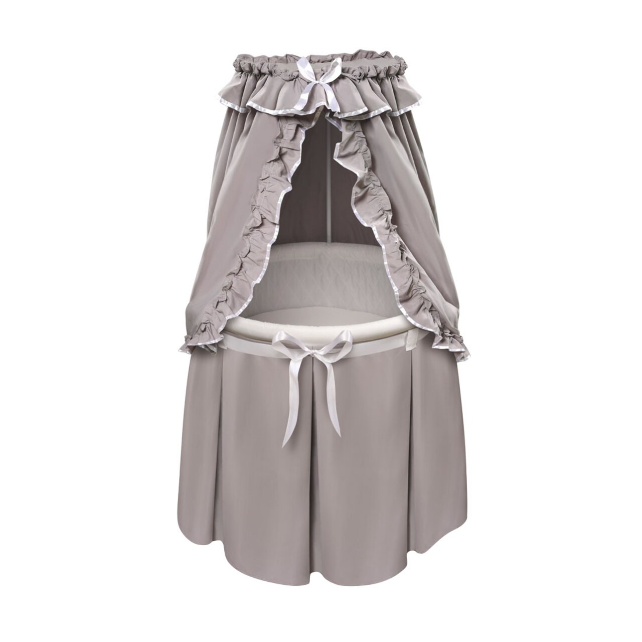 Badger Basket Co. Empress Round Baby Bassinet With Canopy - Gray, White